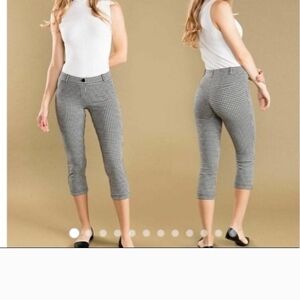 Betabrand Yoga Gingham Stretch Dress Yoga Calf Checkered Pants NWT